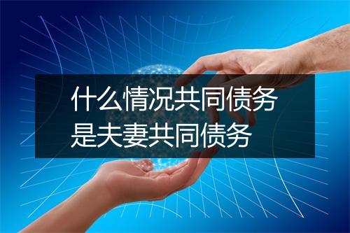 什么情况共同债务是夫妻共同债务