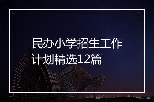 民办小学招生工作计划精选12篇