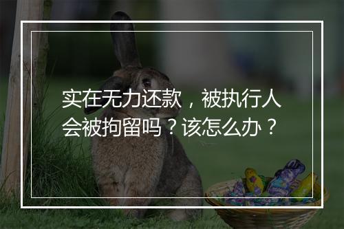 实在无力还款，被执行人会被拘留吗？该怎么办？