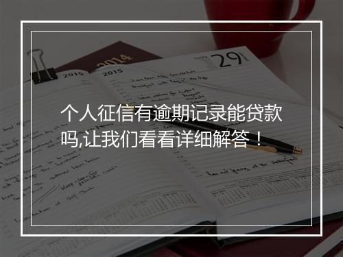 个人征信有逾期记录能贷款吗,让我们看看详细解答！