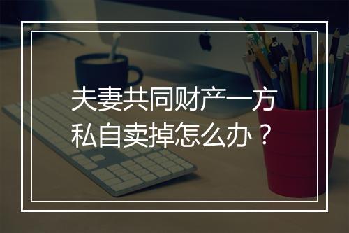 夫妻共同财产一方私自卖掉怎么办？