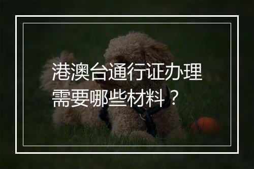 港澳台通行证办理需要哪些材料？