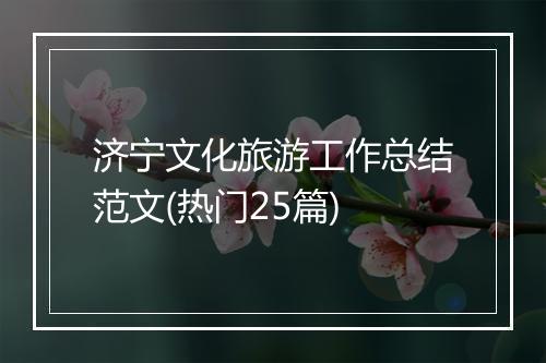 济宁文化旅游工作总结范文(热门25篇)