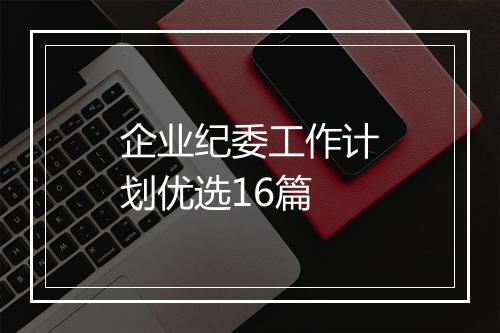 企业纪委工作计划优选16篇
