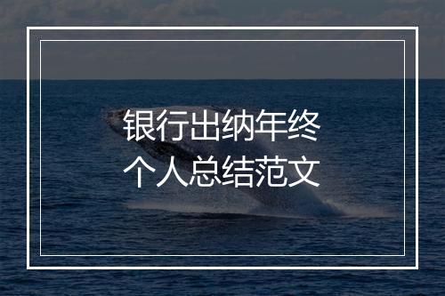 银行出纳年终个人总结范文