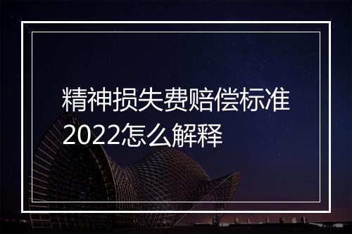 精神损失费赔偿标准2022怎么解释