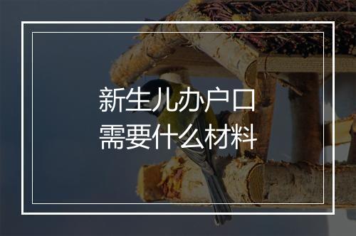 新生儿办户口需要什么材料