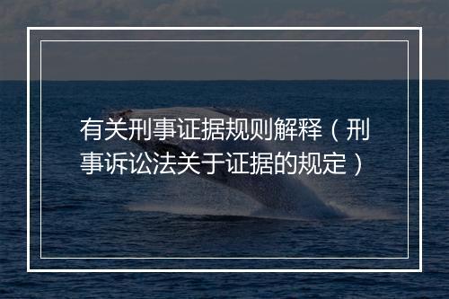 有关刑事证据规则解释（刑事诉讼法关于证据的规定）