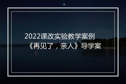 2022课改实验教学案例 《再见了，亲人》导学案