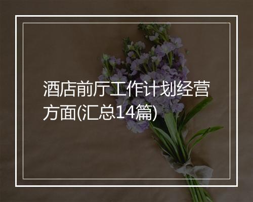 酒店前厅工作计划经营方面(汇总14篇)