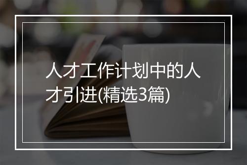 人才工作计划中的人才引进(精选3篇)