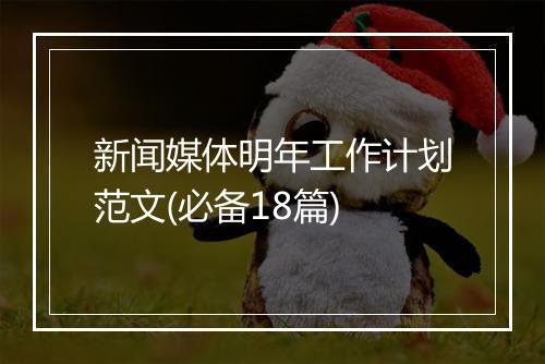 新闻媒体明年工作计划范文(必备18篇)