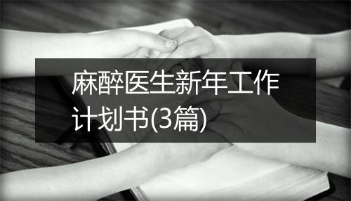 麻醉医生新年工作计划书(3篇)