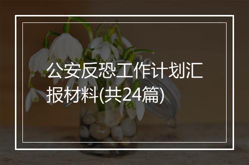 公安反恐工作计划汇报材料(共24篇)