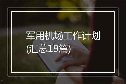 军用机场工作计划(汇总19篇)