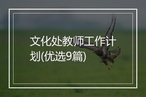 文化处教师工作计划(优选9篇)
