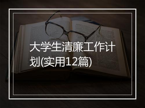 大学生清廉工作计划(实用12篇)