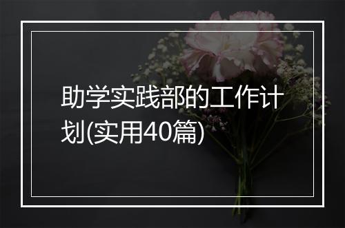助学实践部的工作计划(实用40篇)