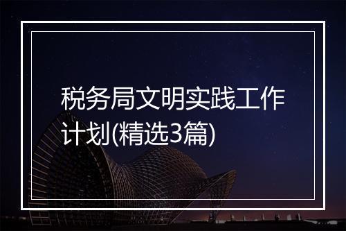 税务局文明实践工作计划(精选3篇)