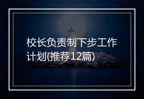 校长负责制下步工作计划(推荐12篇)