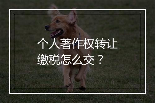 个人著作权转让缴税怎么交？
