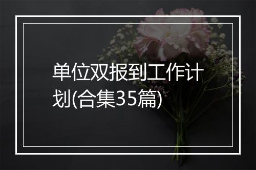 单位双报到工作计划(合集35篇)