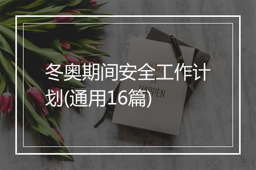 冬奥期间安全工作计划(通用16篇)