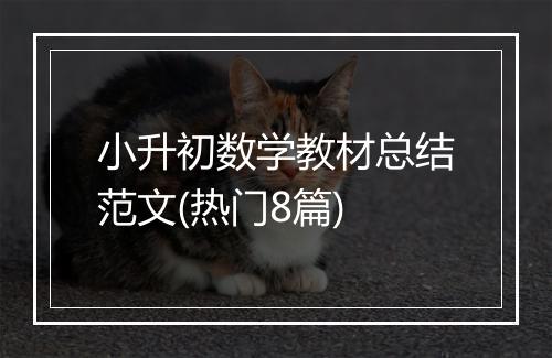 小升初数学教材总结范文(热门8篇)