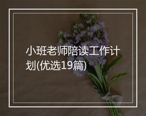 小班老师陪读工作计划(优选19篇)