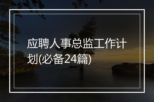 应聘人事总监工作计划(必备24篇)