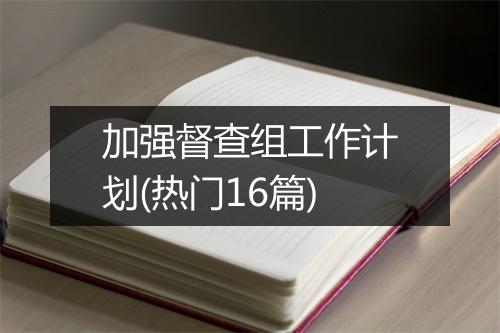 加强督查组工作计划(热门16篇)
