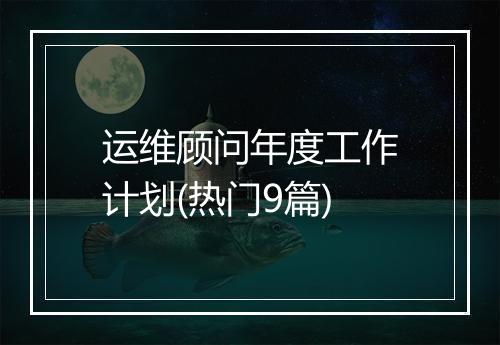 运维顾问年度工作计划(热门9篇)