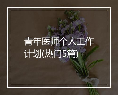 青年医师个人工作计划(热门5篇)