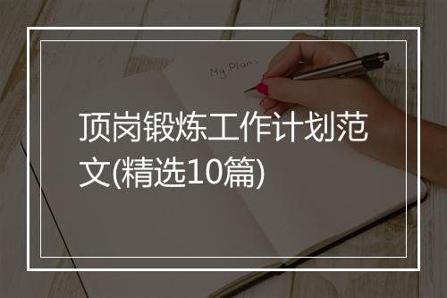 顶岗锻炼工作计划范文(精选10篇)