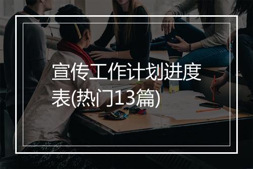 宣传工作计划进度表(热门13篇)