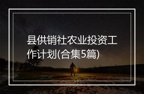县供销社农业投资工作计划(合集5篇)