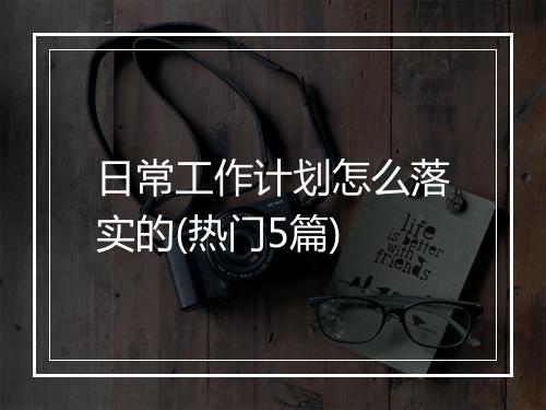 日常工作计划怎么落实的(热门5篇)