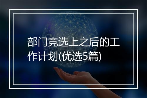 部门竞选上之后的工作计划(优选5篇)