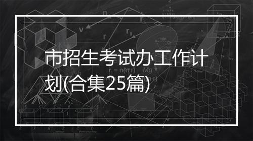 市招生考试办工作计划(合集25篇)