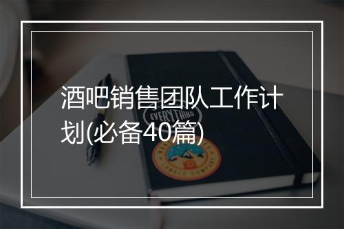 酒吧销售团队工作计划(必备40篇)