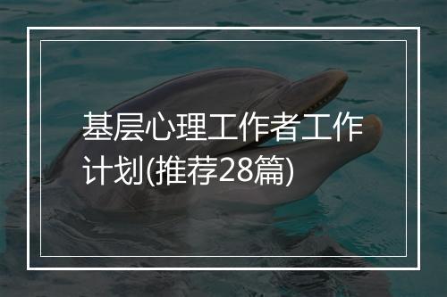 基层心理工作者工作计划(推荐28篇)