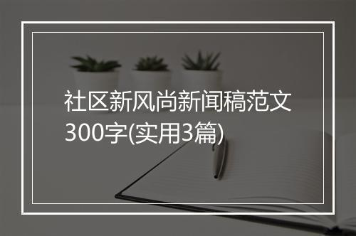 社区新风尚新闻稿范文300字(实用3篇)