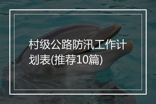 村级公路防汛工作计划表(推荐10篇)
