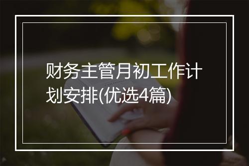 财务主管月初工作计划安排(优选4篇)