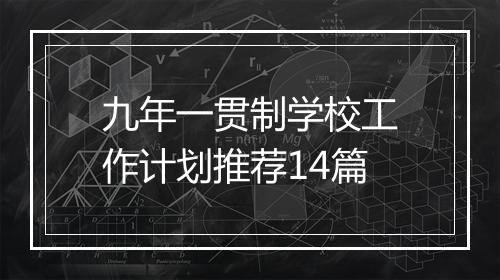 九年一贯制学校工作计划推荐14篇