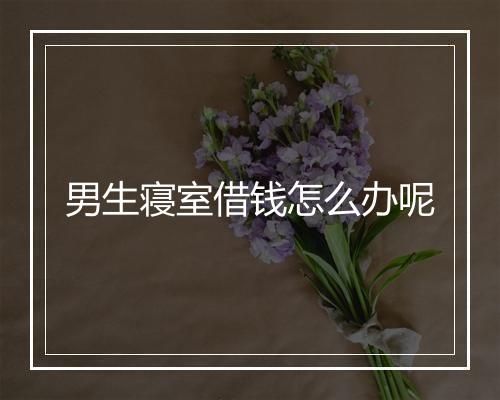 男生寝室借钱怎么办呢