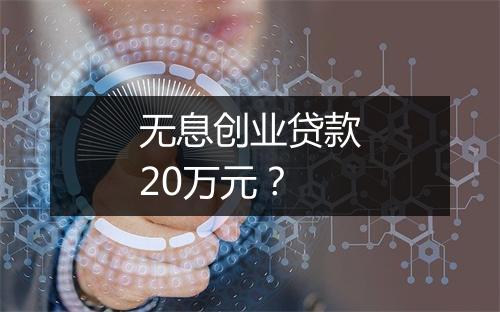 无息创业贷款20万元？