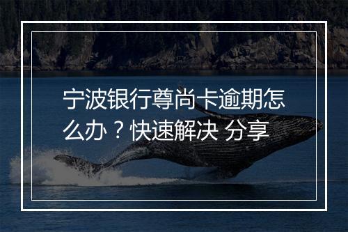 宁波银行尊尚卡逾期怎么办？快速解决 分享