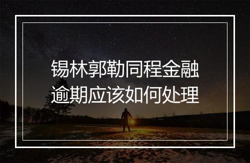 锡林郭勒同程金融逾期应该如何处理
