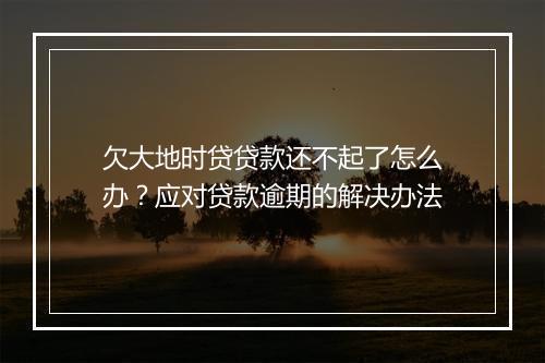 欠大地时贷贷款还不起了怎么办？应对贷款逾期的解决办法